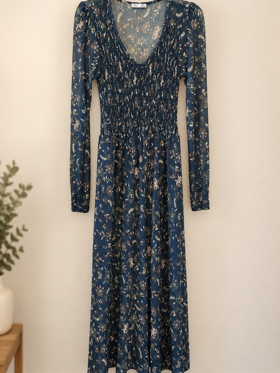 Dex Dresses & Skirts - Dex Hunter Green Floral Maxi Dress Small Boho Cottagecore Smocked Waist